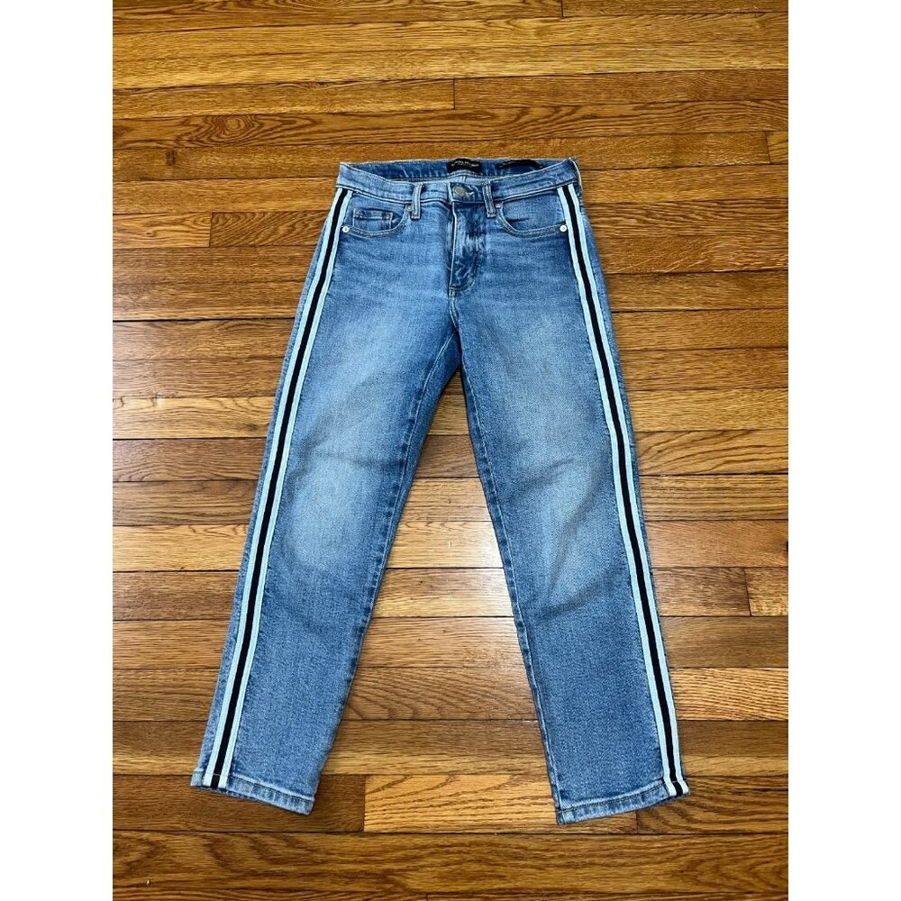 Banana Republic Mid Straight Jeans Women's Size 25 Petite Striped Light Wash